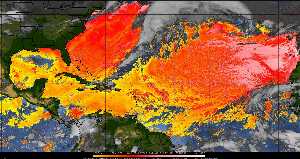Météo tropicale : Air sec et densité de poussière dans l'air.