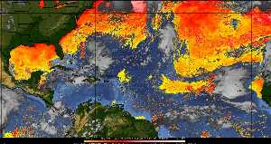 Météo tropicale : Air sec et densité de poussière dans l'air.