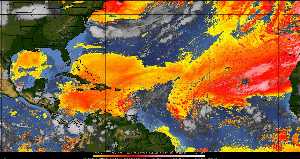 Météo tropicale : Air sec et densité de poussière dans l'air.