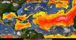 Météo tropicale : Air sec et densité de poussière dans l'air.