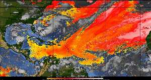 Météo tropicale : Air sec et densité de poussière dans l'air.