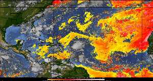 Météo tropicale : Air sec et densité de poussière dans l'air.