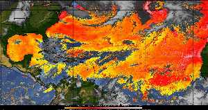 Météo tropicale : Air sec et densité de poussière dans l'air.