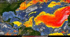 Météo tropicale : Air sec et densité de poussière dans l'air.