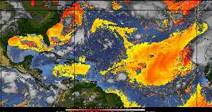 Météo tropicale : Air sec et densité de poussière dans l'air.