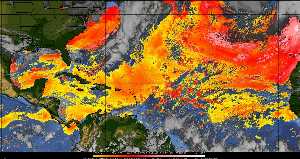 Météo tropicale : Air sec et densité de poussière dans l'air.