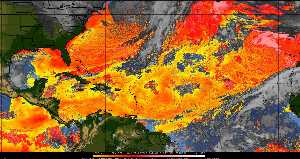 Météo tropicale : Air sec et densité de poussière dans l'air.