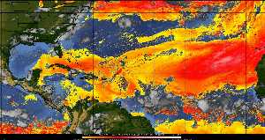 Météo tropicale : Air sec et densité de poussière dans l'air.