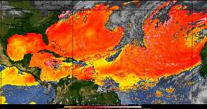 Météo tropicale : Air sec et densité de poussière dans l'air.