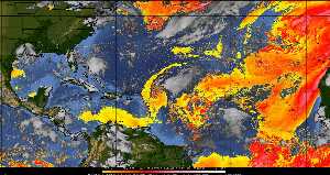 Météo tropicale : Air sec et densité de poussière dans l'air.