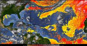 Météo tropicale : Air sec et densité de poussière dans l'air.