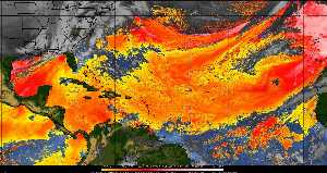 Météo tropicale : Air sec et densité de poussière dans l'air.
