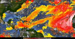Météo tropicale : Air sec et densité de poussière dans l'air.