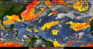 Météo tropicale : Air sec et densité de poussière dans l'air.