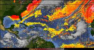 Météo tropicale : Air sec et densité de poussière dans l'air.