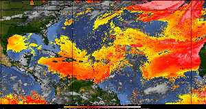 Météo tropicale : Air sec et densité de poussière dans l'air.