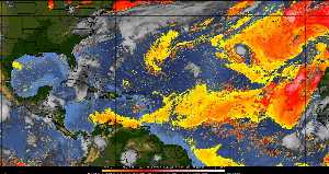Météo tropicale : Air sec et densité de poussière dans l'air.