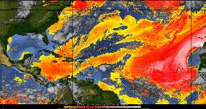 Météo tropicale : Air sec et densité de poussière dans l'air.