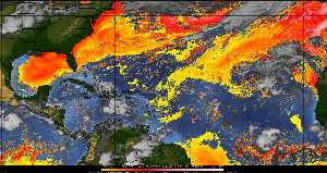 Météo tropicale : Air sec et densité de poussière dans l'air.