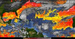 Météo tropicale : Air sec et densité de poussière dans l'air.