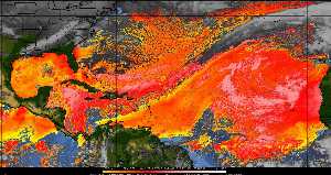 Météo tropicale : Air sec et densité de poussière dans l'air.