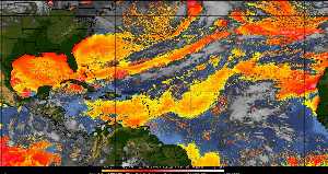 Météo tropicale : Air sec et densité de poussière dans l'air.