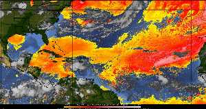 Météo tropicale : Air sec et densité de poussière dans l'air.
