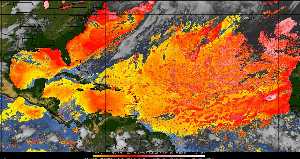 Météo tropicale : Air sec et densité de poussière dans l'air.