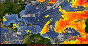 Météo tropicale : Air sec et densité de poussière dans l'air.