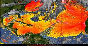 Météo tropicale : Air sec et densité de poussière dans l'air.