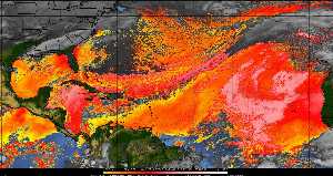 Météo tropicale : Air sec et densité de poussière dans l'air.