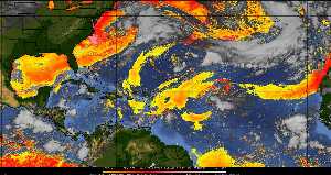 Météo tropicale : Air sec et densité de poussière dans l'air.