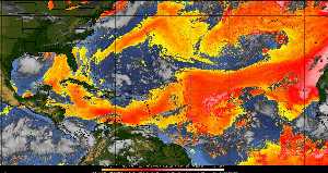 Météo tropicale : Air sec et densité de poussière dans l'air.