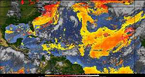 Météo tropicale : Air sec et densité de poussière dans l'air.