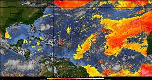 Météo tropicale : Air sec et densité de poussière dans l'air.