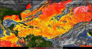 Météo tropicale : Air sec et densité de poussière dans l'air.