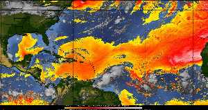 Météo tropicale : Air sec et densité de poussière dans l'air.