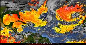Météo tropicale : Air sec et densité de poussière dans l'air.
