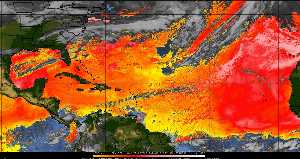 Météo tropicale : Air sec et densité de poussière dans l'air.