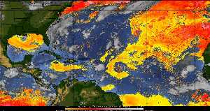 Météo tropicale : Air sec et densité de poussière dans l'air.