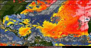 Météo tropicale : Air sec et densité de poussière dans l'air.
