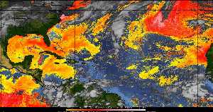 Météo tropicale : Air sec et densité de poussière dans l'air.