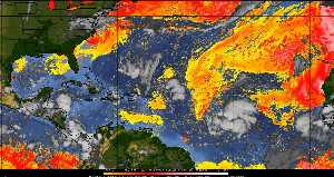 Météo tropicale : Air sec et densité de poussière dans l'air.