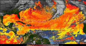 Météo tropicale : Air sec et densité de poussière dans l'air.