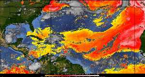 Météo tropicale : Air sec et densité de poussière dans l'air.