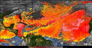 Météo tropicale : Air sec et densité de poussière dans l'air.