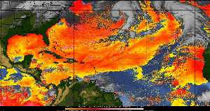 Météo tropicale : Air sec et densité de poussière dans l'air.