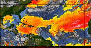 Météo tropicale : Air sec et densité de poussière dans l'air.
