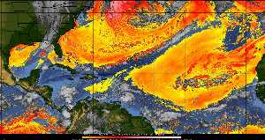 Météo tropicale : Air sec et densité de poussière dans l'air.