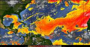Météo tropicale : Air sec et densité de poussière dans l'air.